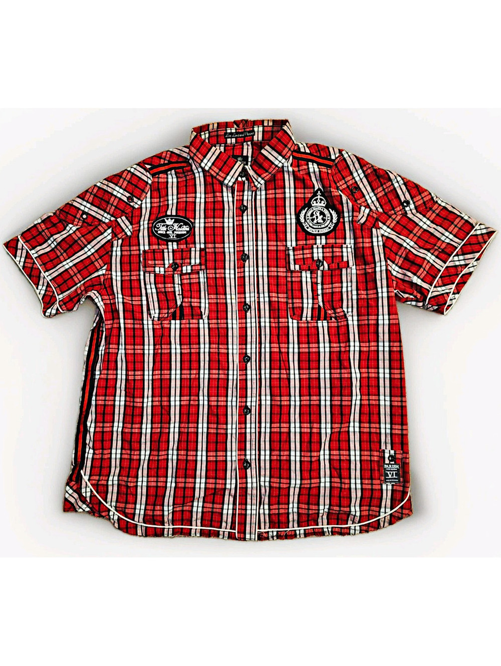 Parish Nation Royale Title Holders Plaid Shirt Short Sleeve Embroidered 3XL
